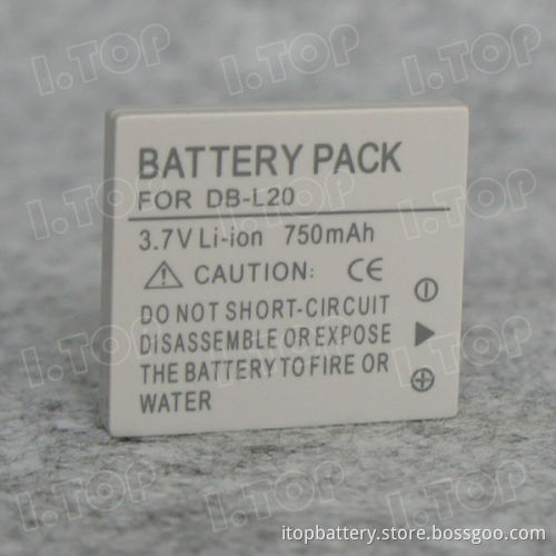 Digital camera battery pack for Sanyo DB-L20 replacement, 3.7V 750mAh,made in china